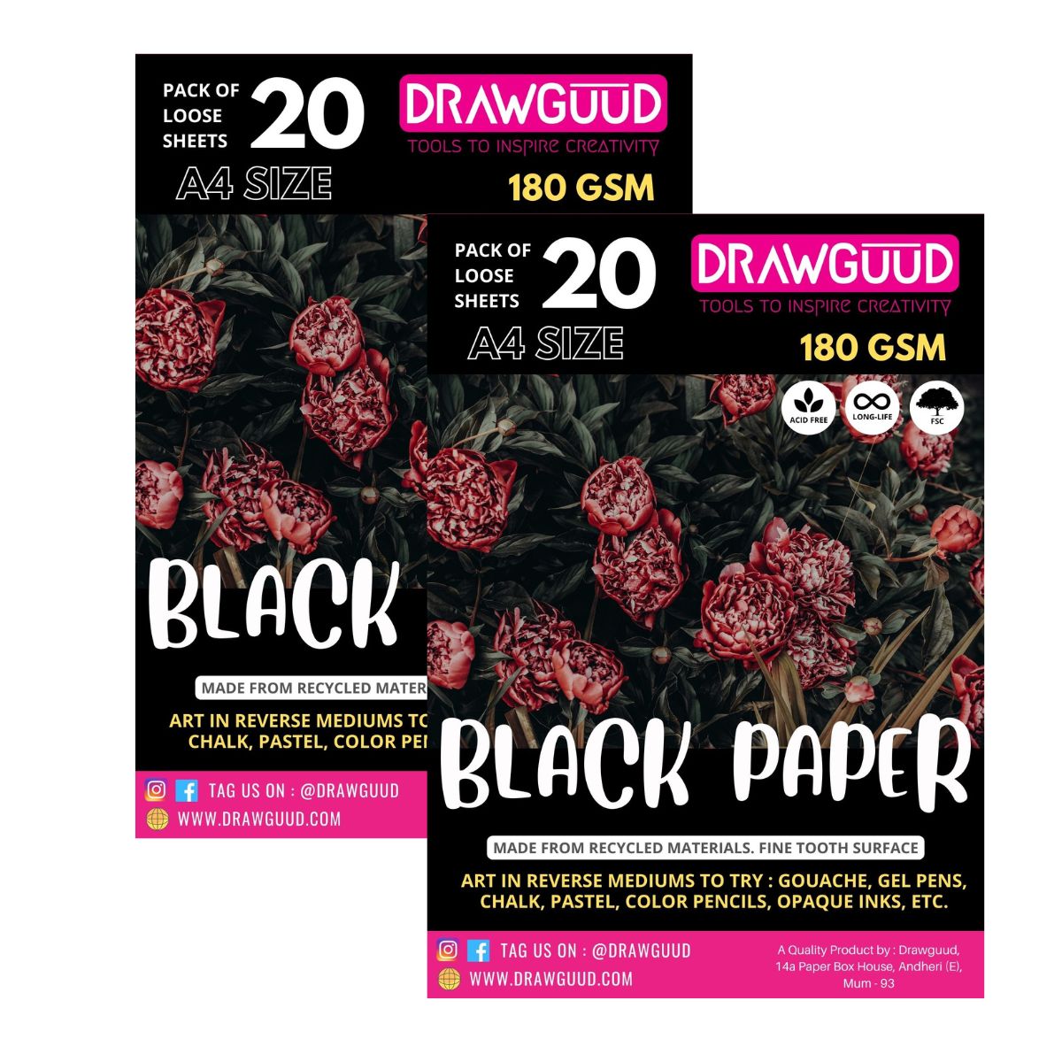 flower-black paper, glue resist with chalk pastels