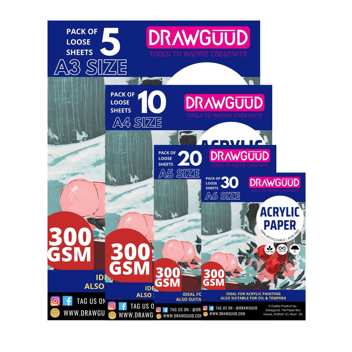 DRAWGUUD CANVAS TEXTURED PAPER 300 GSM SHEETS WIRO BOOK,WHITE – DRAWGUUD -  TOOLS TO INSPIRE CREATIVITY