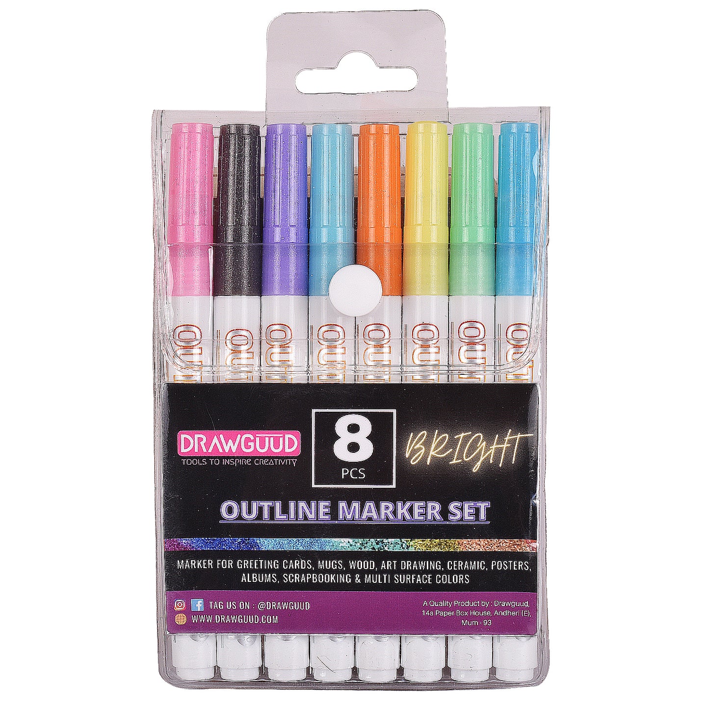 12 Pcs Metallic Marker Pens Self Outline Markers for Coloring Drawing Art  Crafts