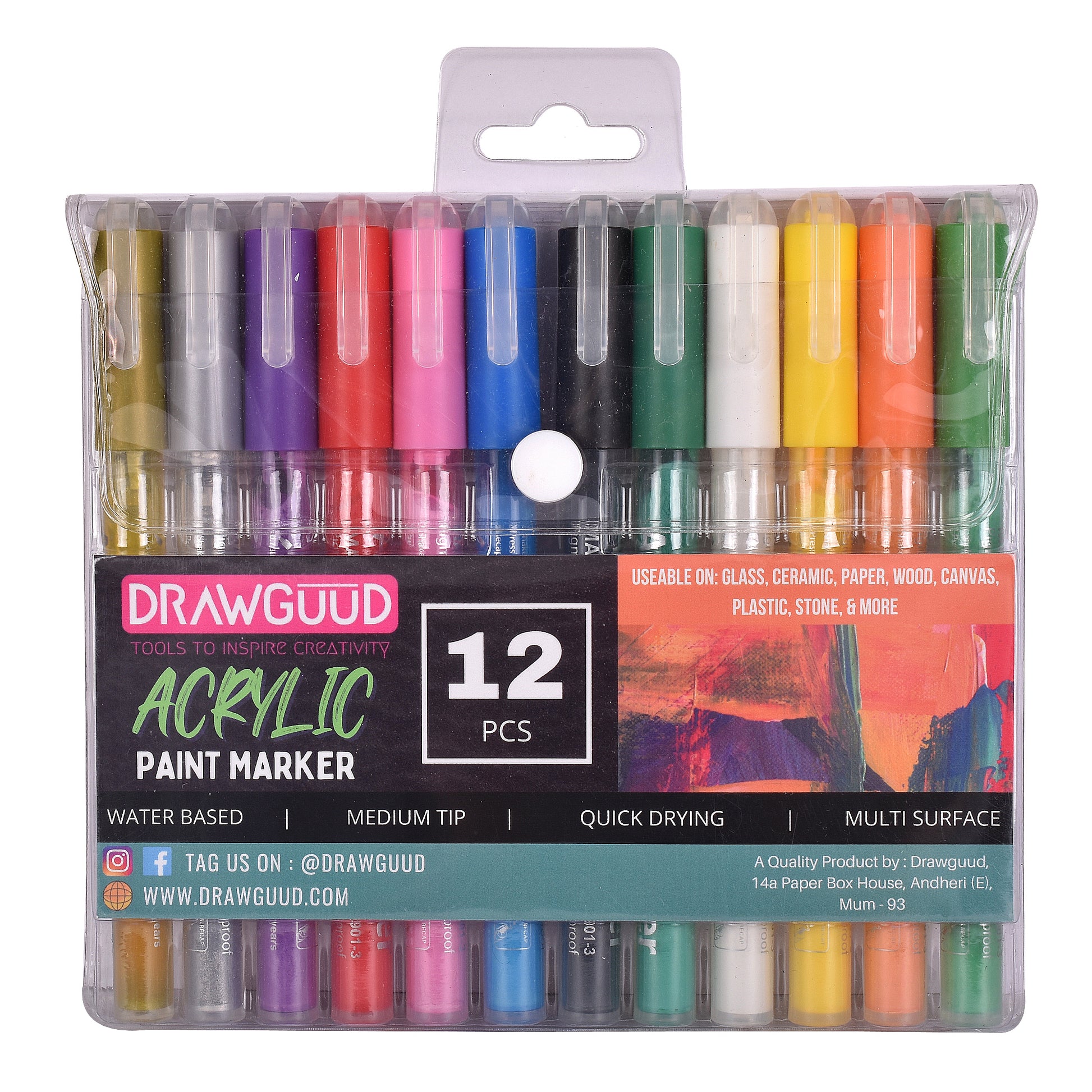  Artouch Acrylic Paint Pens - 24 PCS Triple Tips Acrylic Paint  Markers with Fine, Medium, Chisel Tips Ideal for Rock Painting, Ceramic,  Brush Lettering, Card Making, and DIY Crafts on Diverse